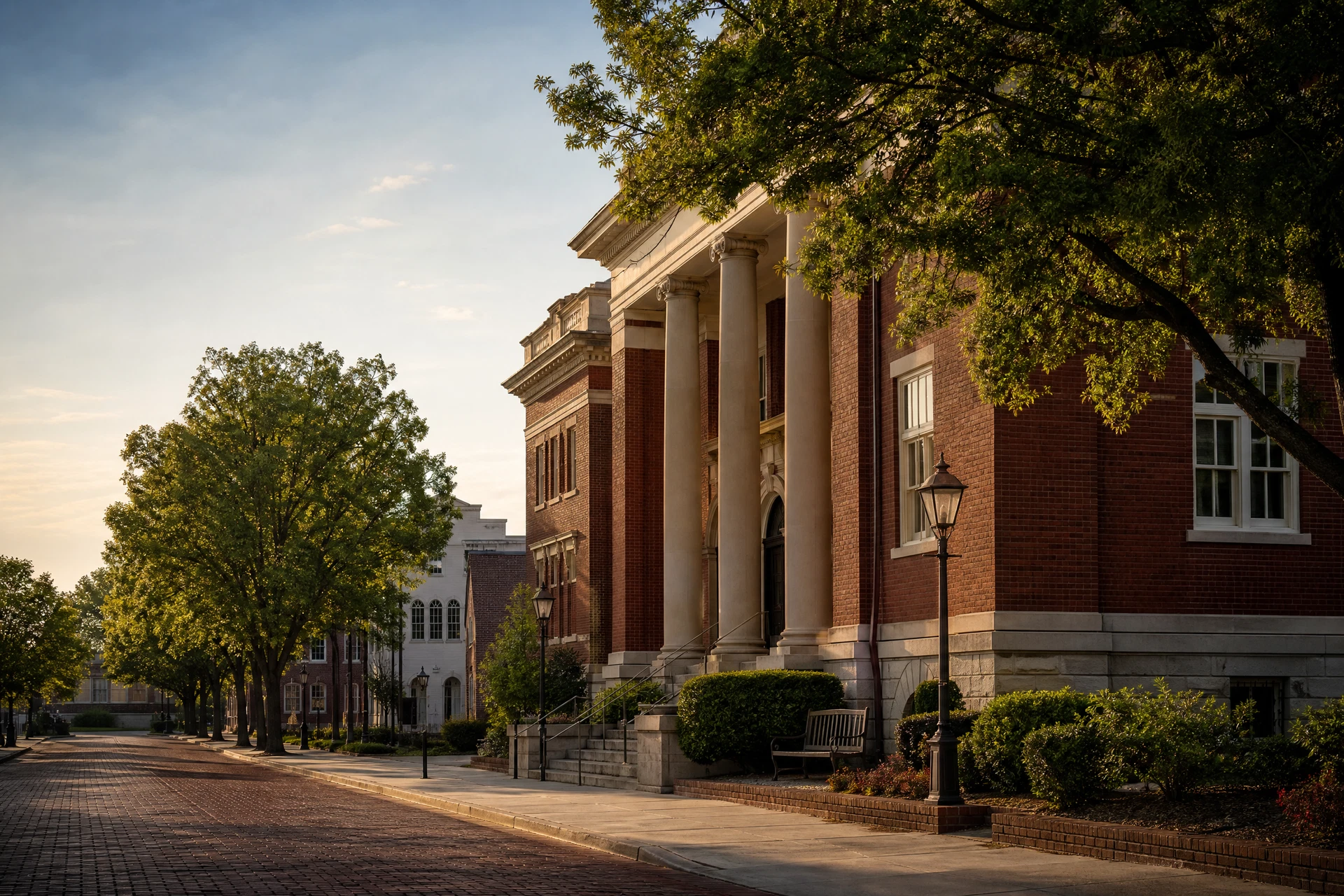 Representative historic brick streetscape reflecting Newnan architectural context