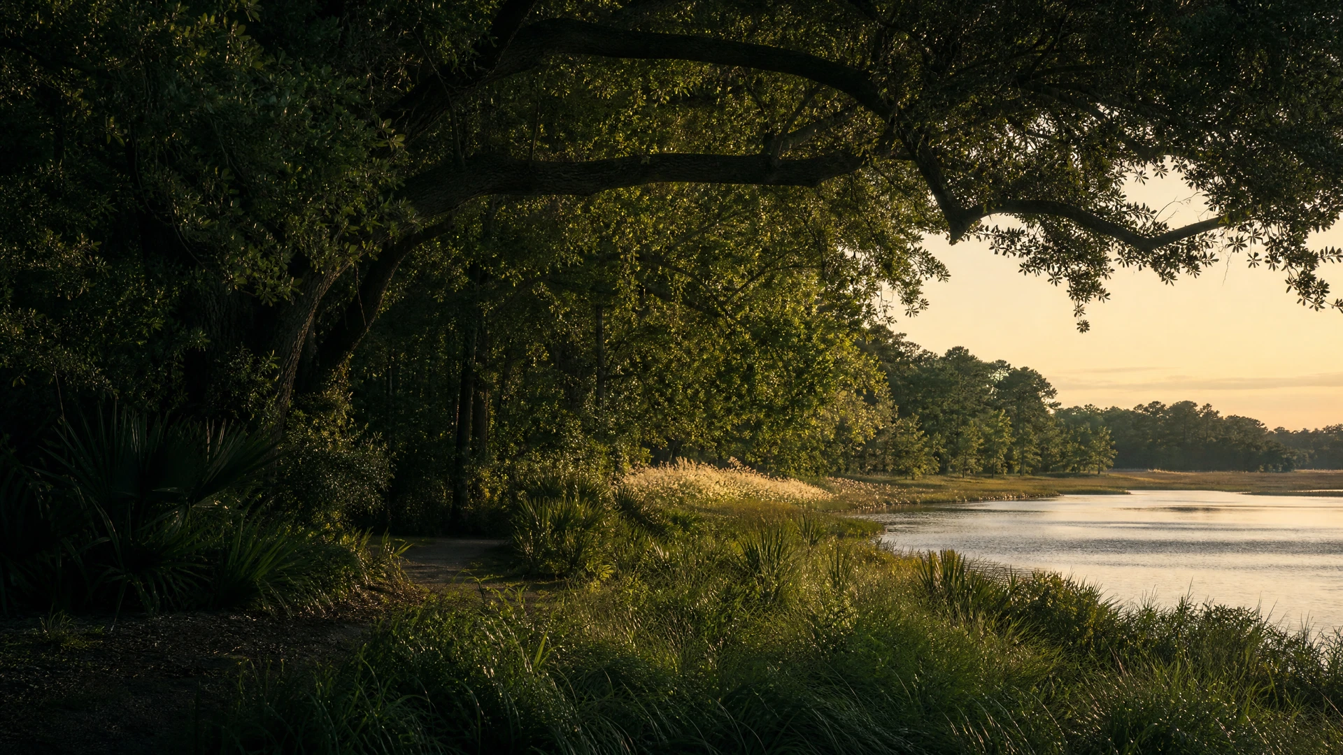 Editorial greenway and waterside setting