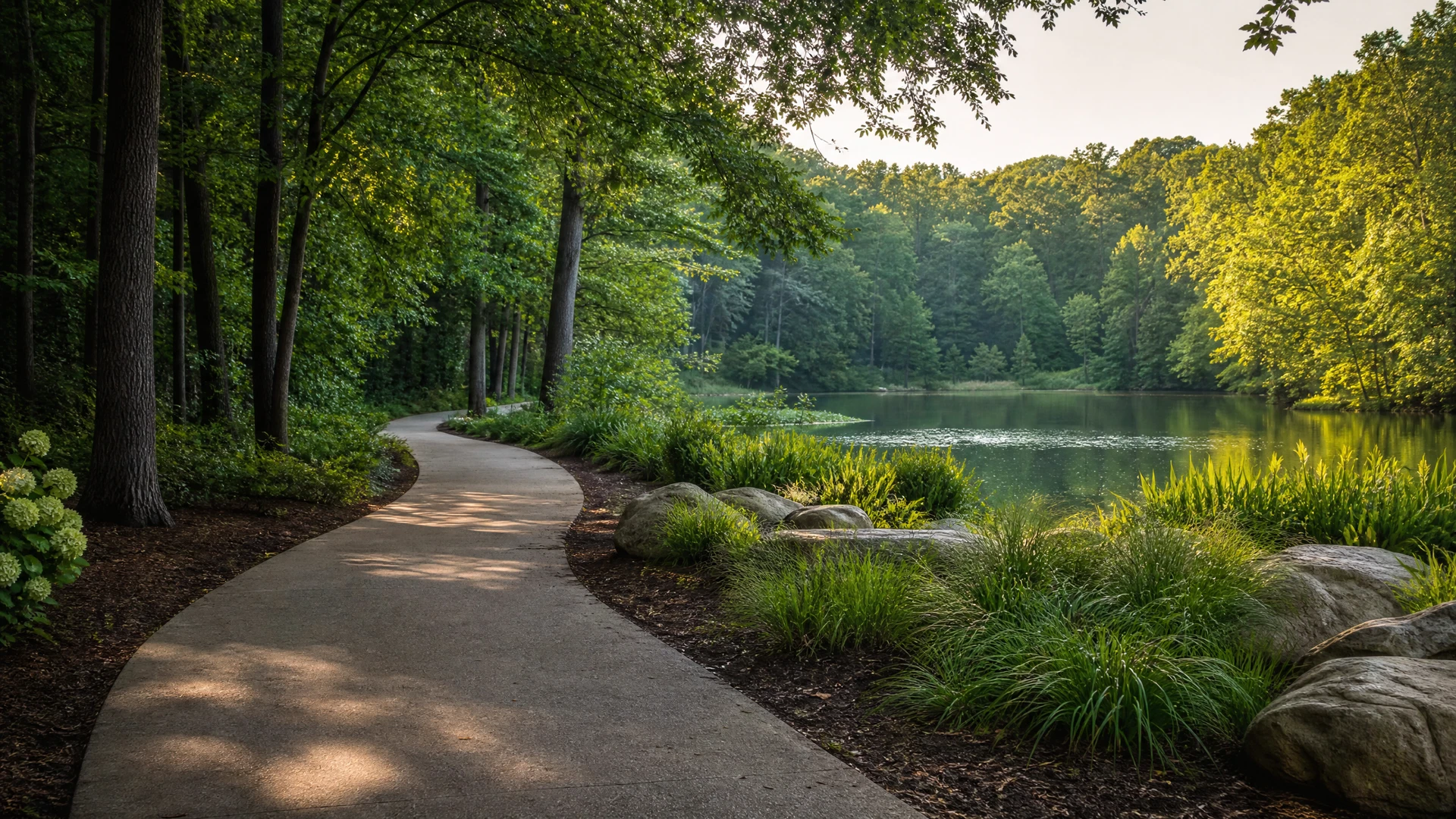 Editorial shared-use path and water setting